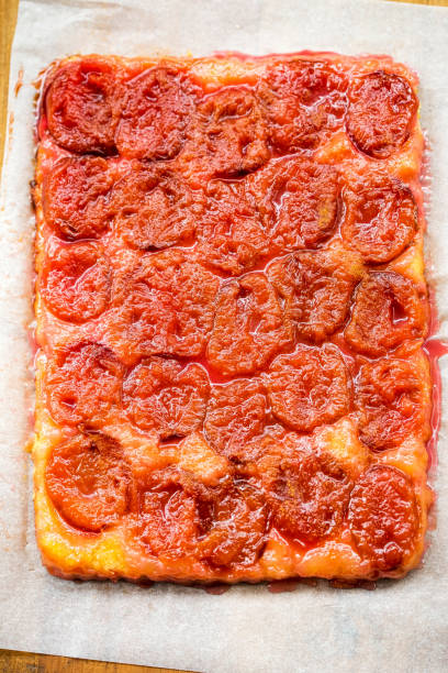 istock Plum tarte tatin, rectangle shape with cinnamon 1281985440