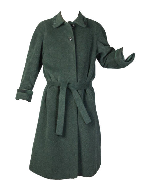istock Female woolen coat with a hood isolated on a white background. 1281985733
