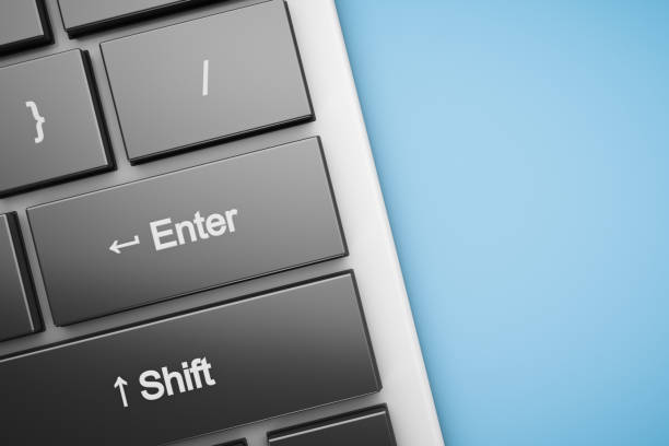 istock Close-up of the enter button on a computer keyboard. Copy space. 1281985823