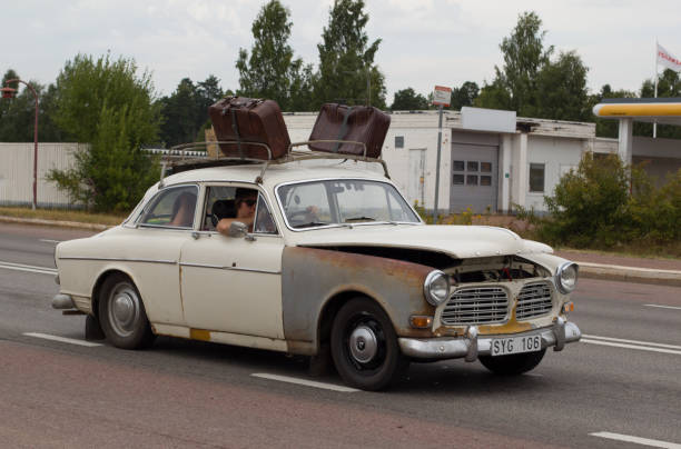 Rattvik, Sweden - July 27, 2013: Old white car Volvo Amazon 121, Classic Car Week Rättvik.