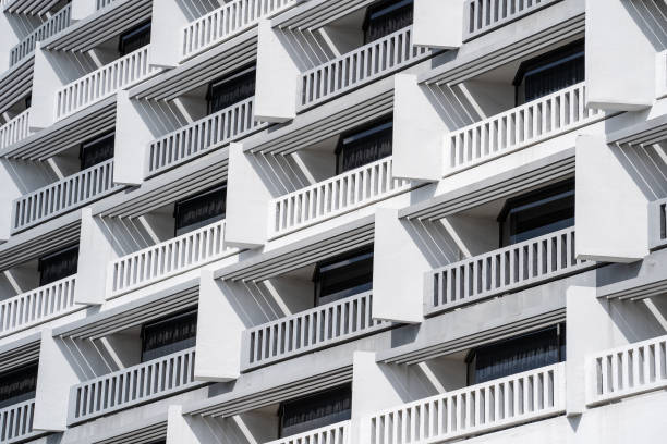 istock Details of balcony building. Modern wall, close up 1281987872