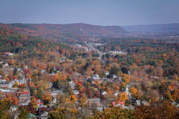 istock Overlooking small town Milford, PA, from scenic overlook on a sunny fall day 1281990784