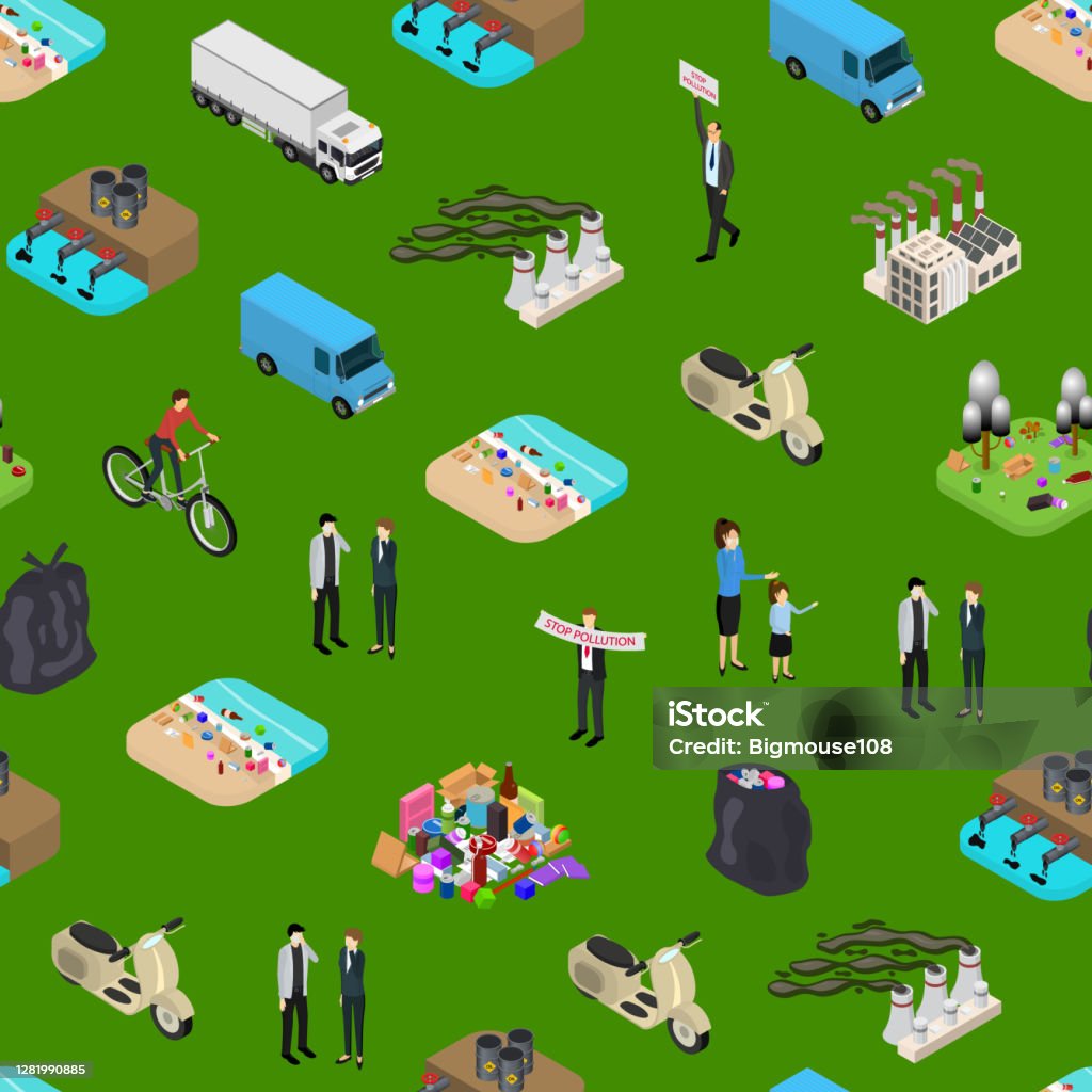 Pollution Pattern Background Ecology Pollution Concept Seamless Pattern Background 3d Isometric View ...