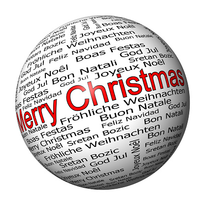 merry christmas wordcloud on white background - 3D illustration