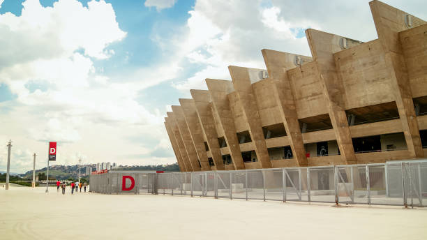 Old Modernist Stadium Mineirão Soccer Stadium in Belo Horizonte, Brazil 2014 stock pictures, royalty-free photos & images