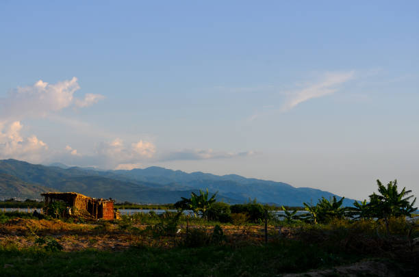 Fields on the Shore of Lake Tanganyika Fields on the shore of Lake Tanganyika, in Bujumbura, Burundi, with hills in the background. burundi east africa stock pictures, royalty-free photos & images