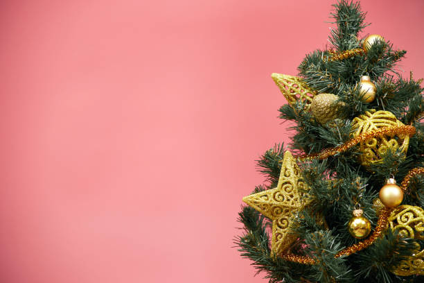 istock Christmas background, card, Christmas tree on pink background 1281993782