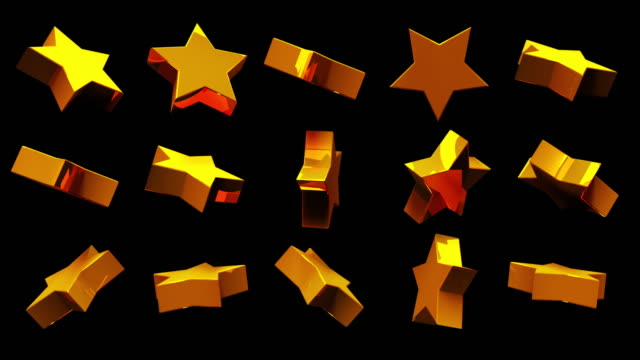 3d rendering of set of golden isometric stars. Computer generated isometric background