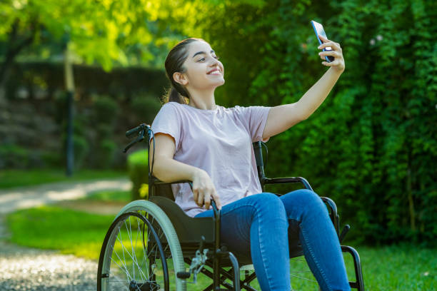 istock Young woman taking selfie with smart phone 1282003359