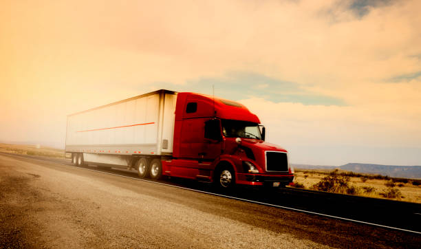 istock Truck on USA Highway, California. 1282004883