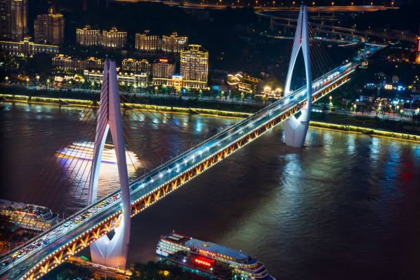 istock Chongqing skyline with modern bridge over Yangtze river in China 1282007455