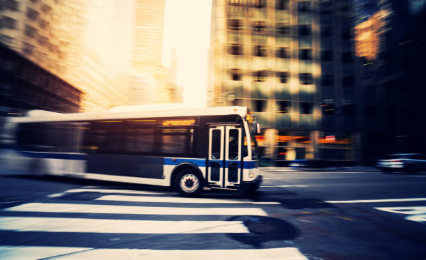 istock Public transportation bus in New York 1282009806