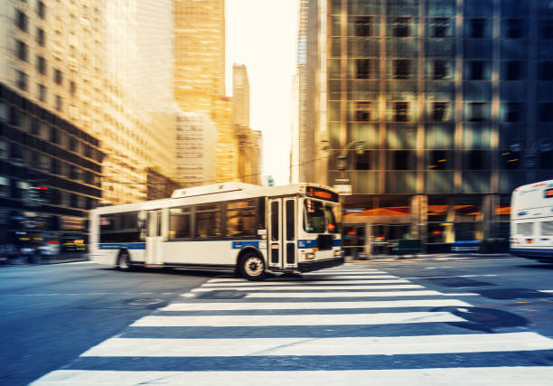 istock Public transportation bus in New York 1282009891