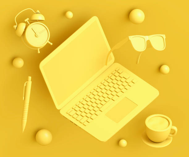 istock Work at home and education concept in yellow 1282010056