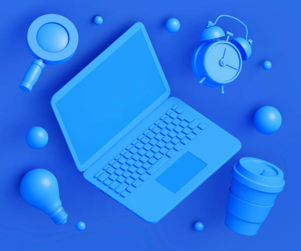 istock Work at home and education concept in blue 1282010058