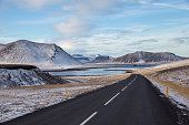 Empty road in fjord of Snæfellsnes peninsula, Iceland