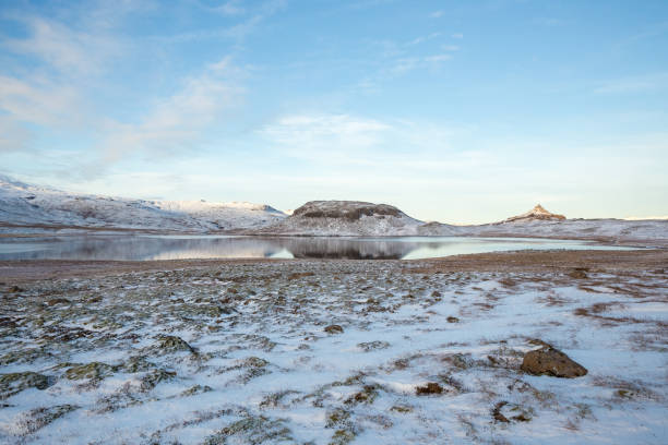 Beautiful shot of a snowy mountain landscape in Snaefellsnes, Iceland