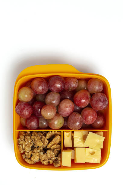 istock Food in Plastic containers ready to eat with Cheese, grapes and nuts 1282012646