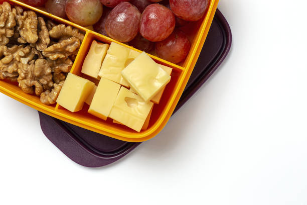 istock Food in Plastic containers ready to eat with Cheese, grapes and nuts 1282012683