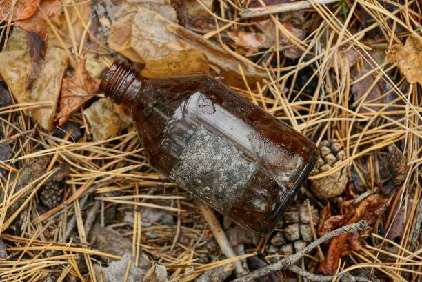istock trash from one small dirty brown glass bottle 1282014277