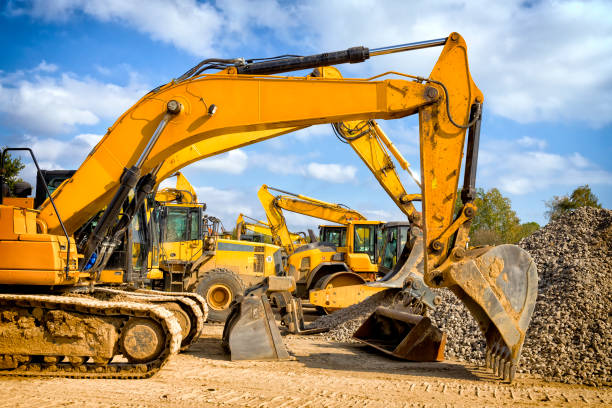 istock Road construction machinery on the construction of highway 1282023701