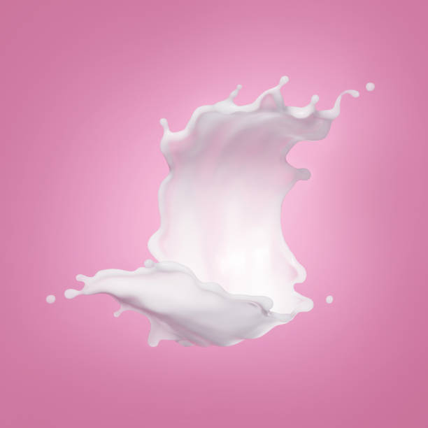 istock 3d render, abstract milk splashing clip art isolated on pink background, white spiral jet, wavy liquid splash 1282028509