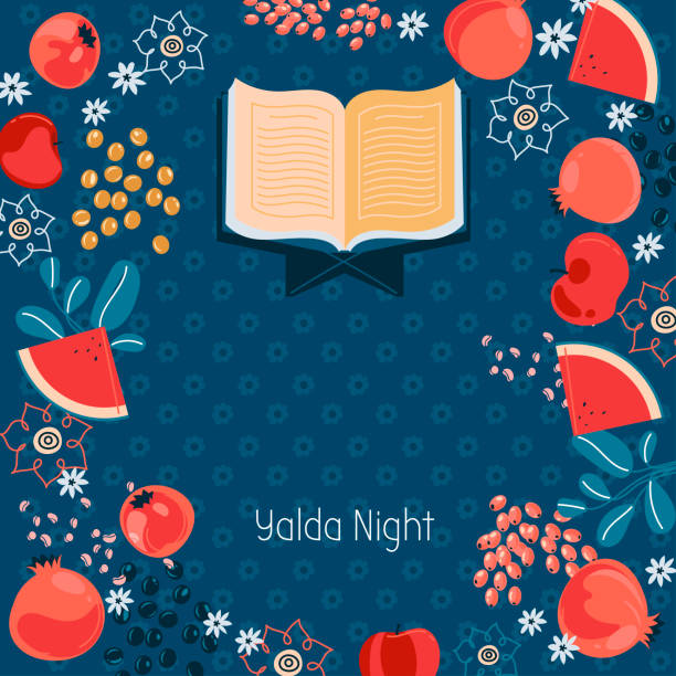 Illustration Vector concept happy Yalda night party in Iran Illustration Vector concept happy Yalda night party in Iran baklava stock illustrations