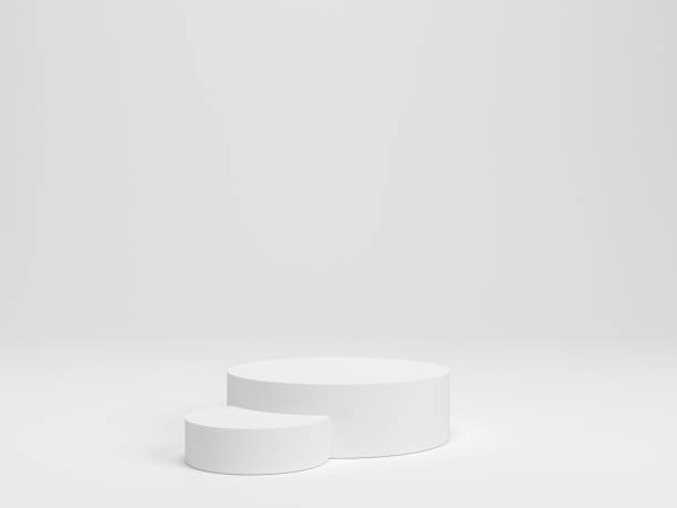 istock Empty white podium mockup on white background, pedestal 1282028747