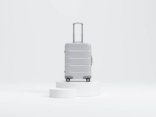 istock White Luggage mockup on podium, Suitcase, baggage 1282028753