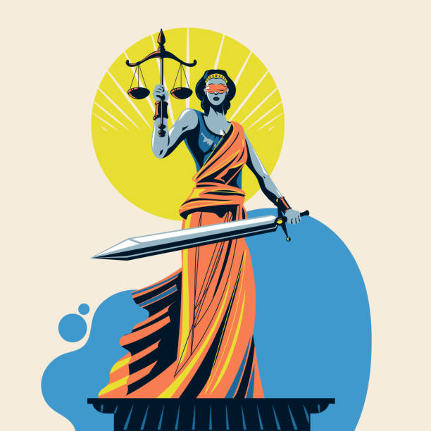 ilustraciones, imágenes clip art, dibujos animados e iconos de stock de lady of justice femida o themis vector illustration - justicia
