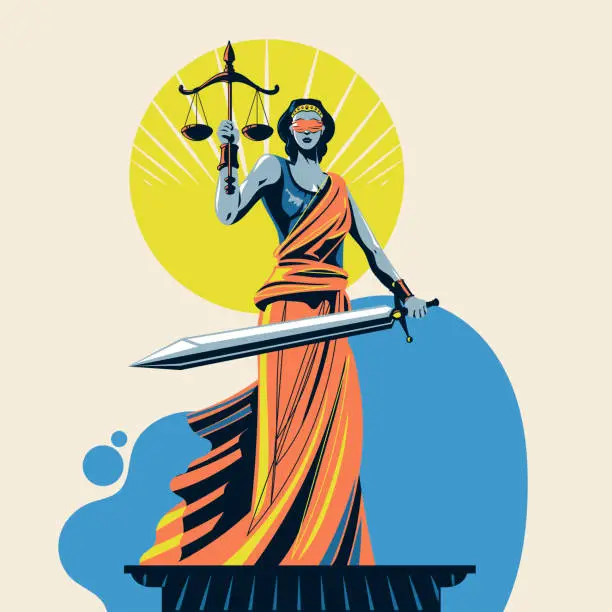 Vector illustration of Lady of justice Femida or Themis Vector Illustration