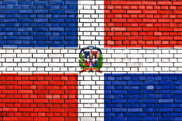 flag of Dominican Republic painted on brick wall