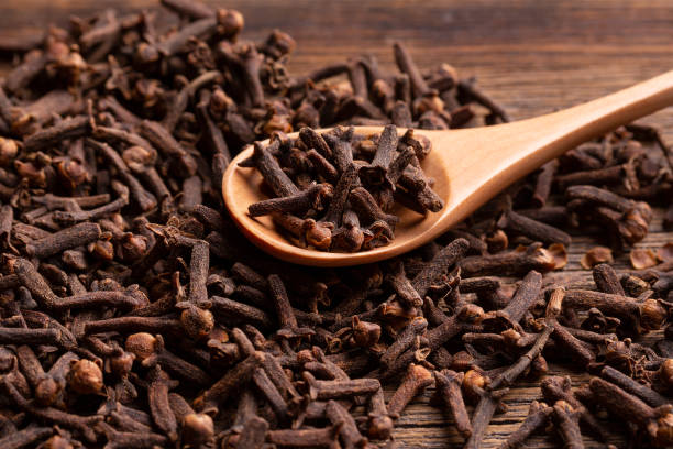 istock Carnation seeds close up. Fragrant clove seeds in a spoon. 1282029804