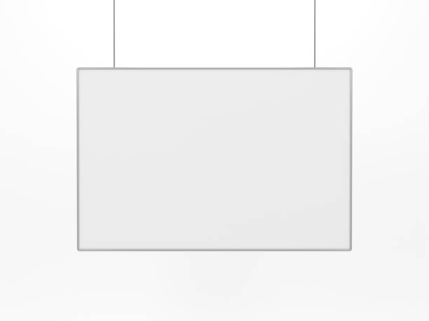 istock Banner with Metallic Frame Mockup isolated on white 1282031026