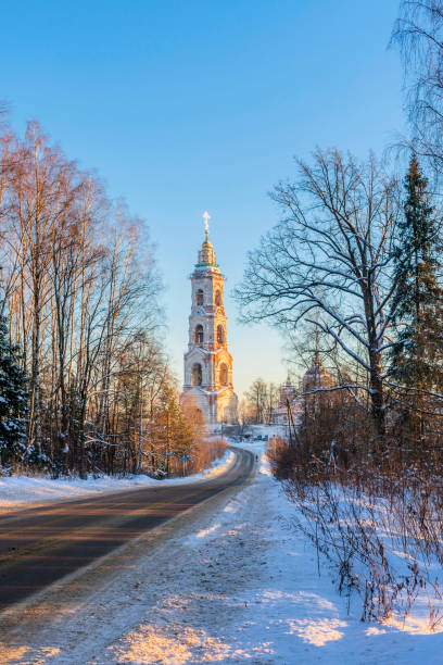istock Road to church in winter forest 1282034271