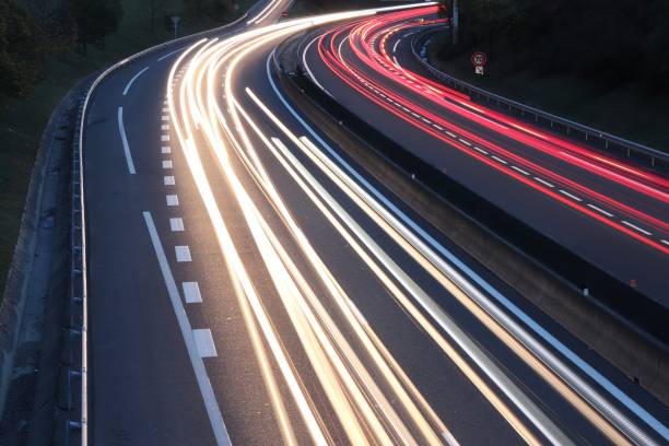 istock Trained with car headlights on Lyon's southern urban boulevard 1282034394