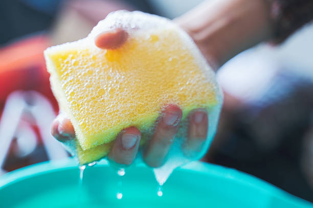 istock Dishwashing Sponge, home sanitizing kitchen disinfectant, washing surfaces 1282037393