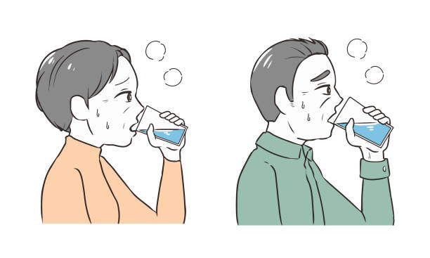 ilustraciones, imágenes clip art, dibujos animados e iconos de stock de personas mayores para rehidratarse - rehydrate