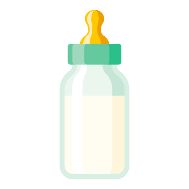 Bottle Icon on Transparent Background A flat design icon on a transparent background (can be placed onto any colored background). File is built in the CMYK color space for optimal printing. Color swatches are global so it’s easy to change colors across the document. No transparencies, blends or gradients used. baby bottle stock illustrations