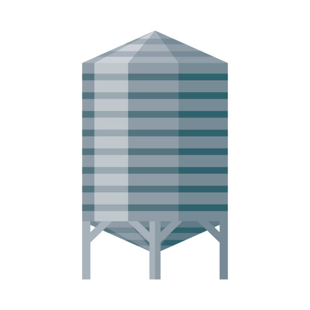 Grain Hopper Icon on Transparent Background A flat design icon on a transparent background (can be placed onto any colored background). File is built in the CMYK color space for optimal printing. Color swatches are global so it’s easy to change colors across the document. No transparencies, blends or gradients used. granary stock illustrations