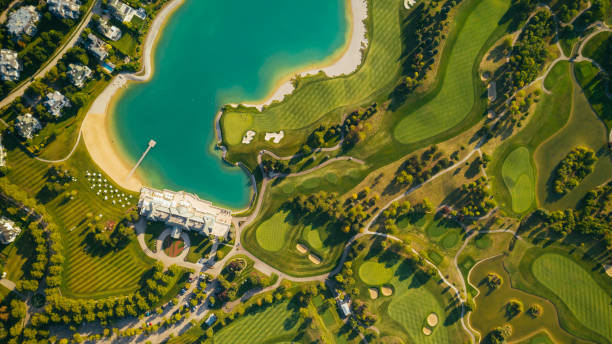 美しいパターンを持つゴルフリゾートの空中写真 - beauty beauty in nature golf beautiful ストックフォトと画像
