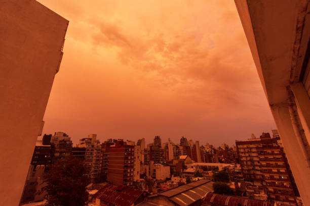 istock The threatening, stormy sky above the downtown buildings 1282049953