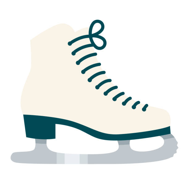Skating Icon on Transparent Background A flat design icon on a transparent background (can be placed onto any colored background). File is built in the CMYK color space for optimal printing. Color swatches are global so it’s easy to change colors across the document. No transparencies, blends or gradients used. ice skating stock illustrations