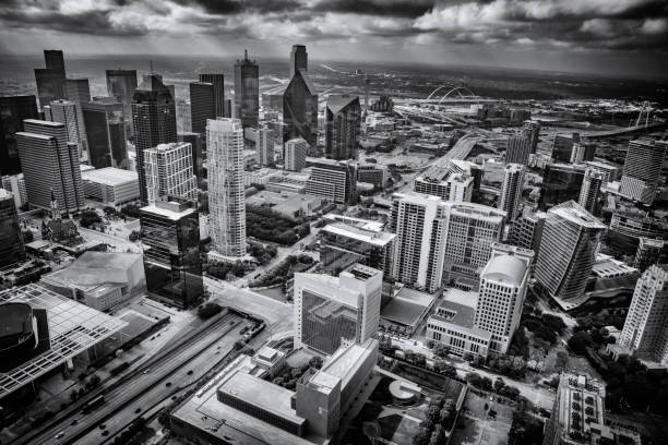 istock Aerial Dallas in Black and White 1282052247