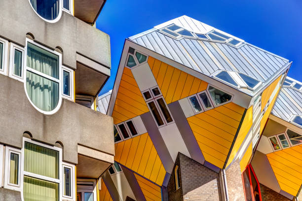 Rotterdam, Netherlands - March 23, 2019:Iconic architecture of the cube houses in Rotterdam