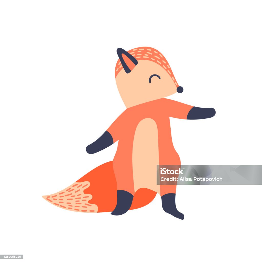 Desenho animado fofo em pé raposa - Ilustração de Animal royalty-free