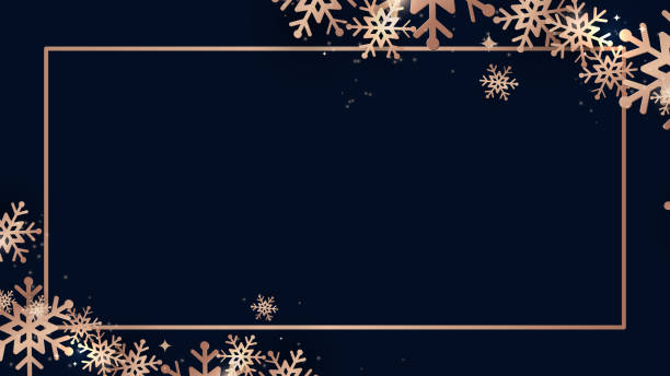 Elegant Christmas and shining gold snowflakes with rectangle frame Banner. Vector illustration Elegant Christmas and shining gold snowflakes with rectangle frame Banner. Vector illustration inspiration borders stock illustrations