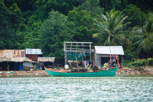 istock Fisher town in Cambodia. Jungle and ocean. 1282058630