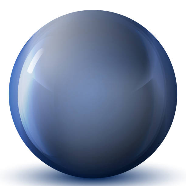 istock Glass blue ball or precious pearl. Glossy realistic ball, 3D abstract vector illustration highlighted on a white background. Big metal bubble with shadow. 1282062035