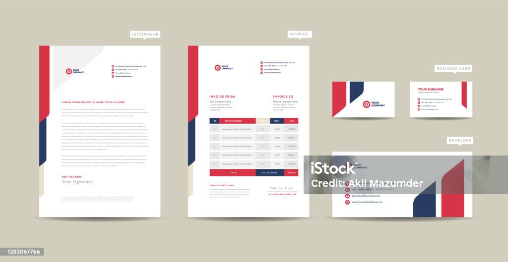 Corporate Business Branding Identity  | Stationary Design | Letterhead | Business Card | Invoice | Envelope | Startup Design Template stock vector